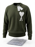 AMI Paris Grey Blouse Ami De Coeur Crew Neck Sweater