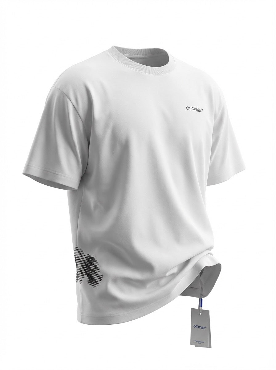 Men's casual off-white round neck T-shirt in white 570 SAR