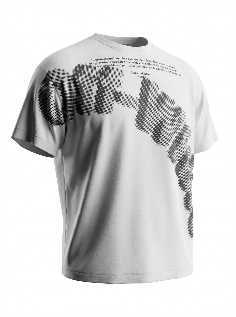 Men's casual off-white round neck T-shirt in white 570 SAR