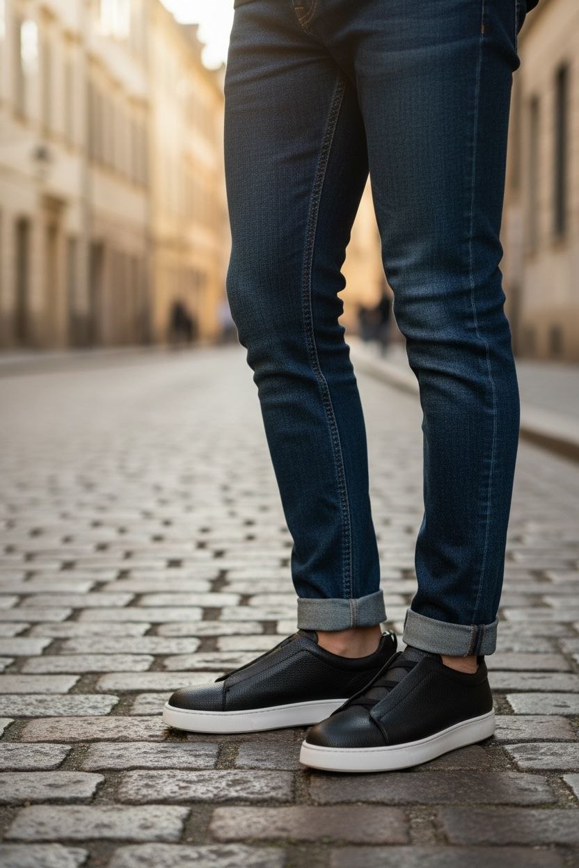 ZEGNA Triple Stitch™ Sneakers - Black Grained Deerskin Leather