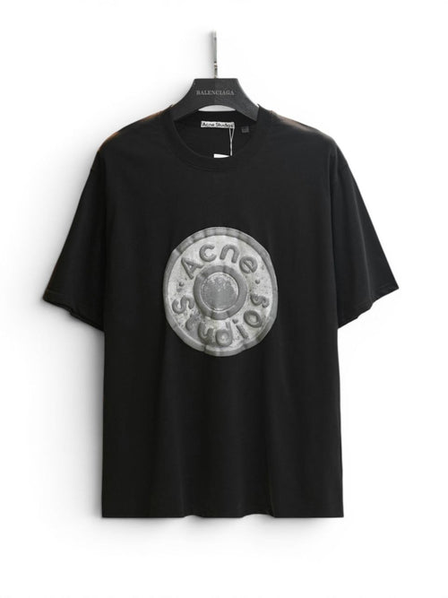 Acne Studios Exford U Button Logo Graphic T-Shirt - Black