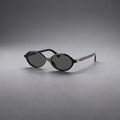 MIU MIU MU 04ZS Sunglasses - Black Acetate Oval Frame (Grey Lenses)