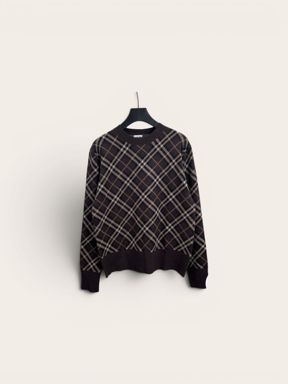 Burberry Diagonal Check Wool & Cashmere Sweater