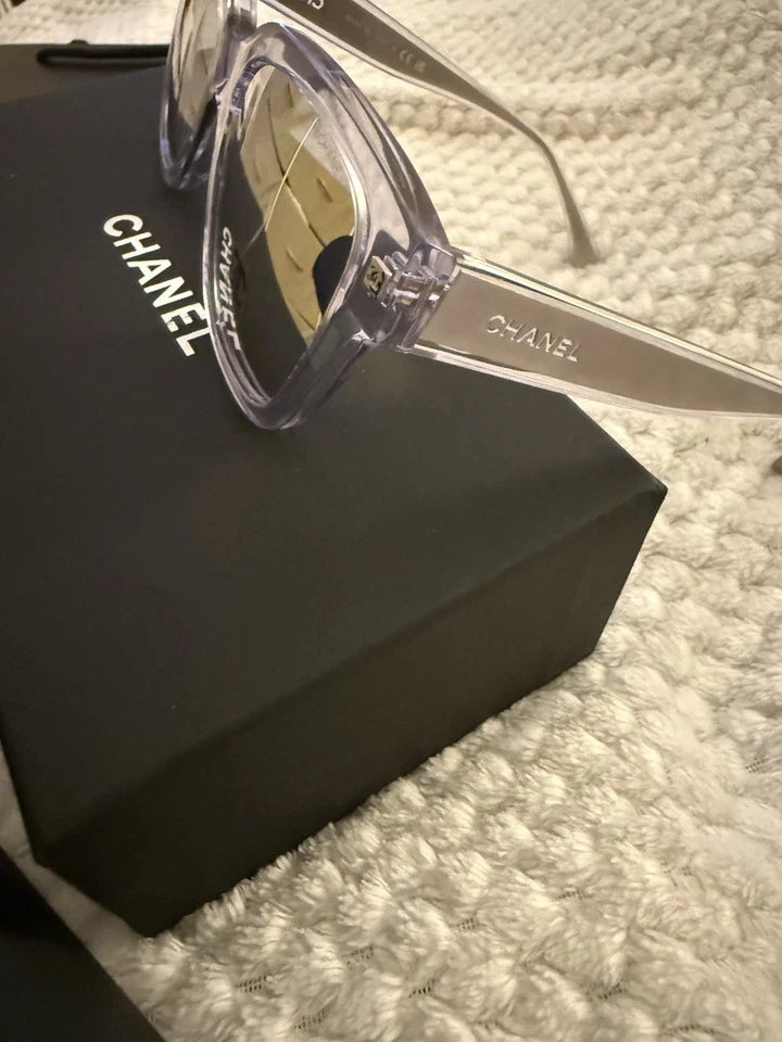 CHANEL Women’s Butterfly sunglasses LIGHT grey /gold Tint With Packaging