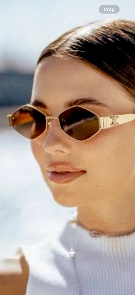 CELINE WOMEN Gold/Brown Lens TRIOMPHE metal Sunglasses CL40254U