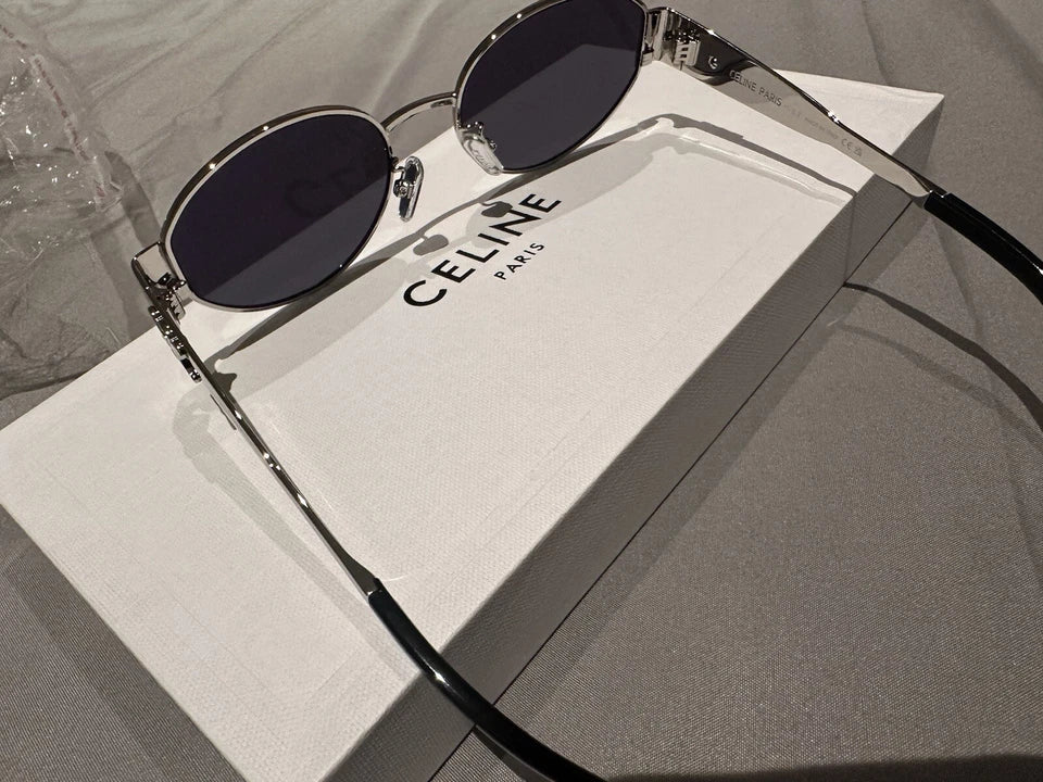 CELINE WOMEN Silver/Grey TRIOMPHE metal 01 Sunglasses CL40235U