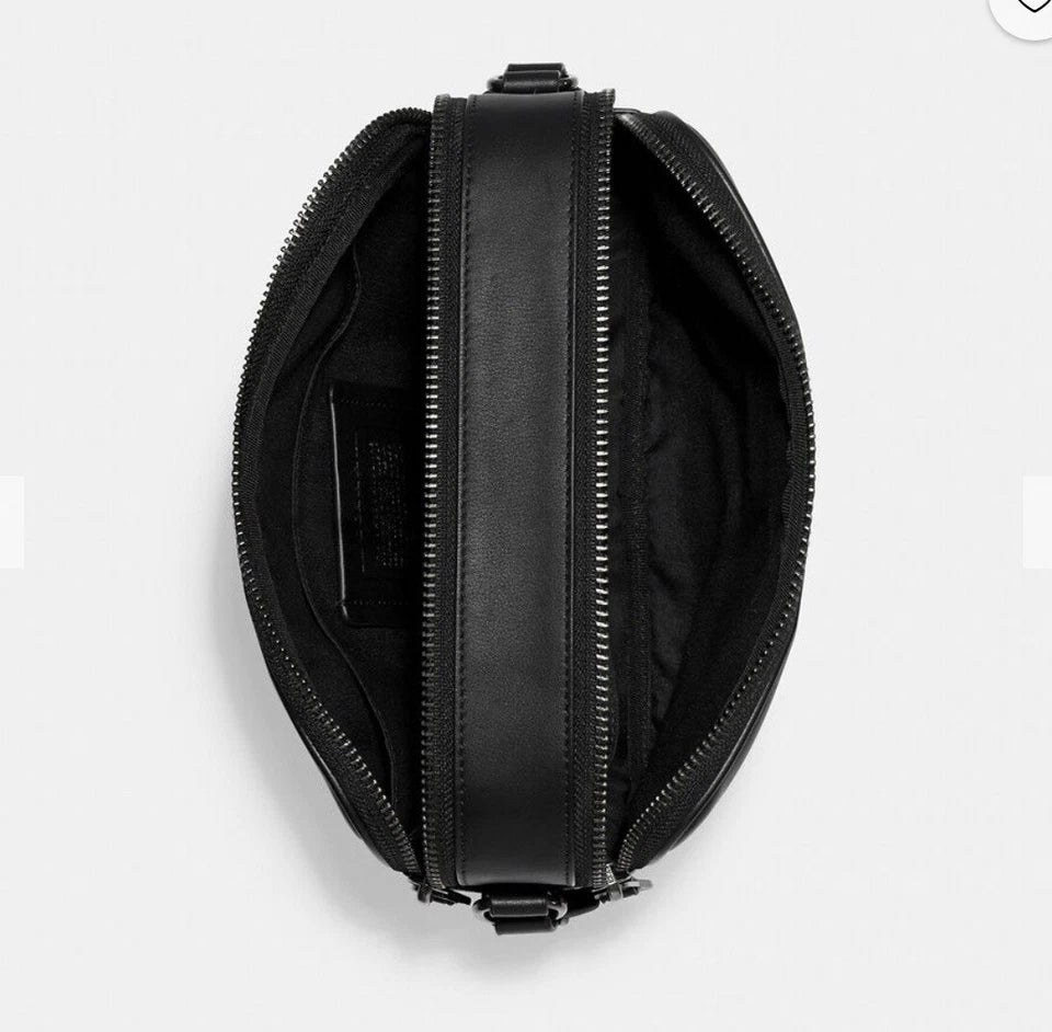 Coach Unisex Black GrahamCrossbody Bag Leather Mens Singature Canvas